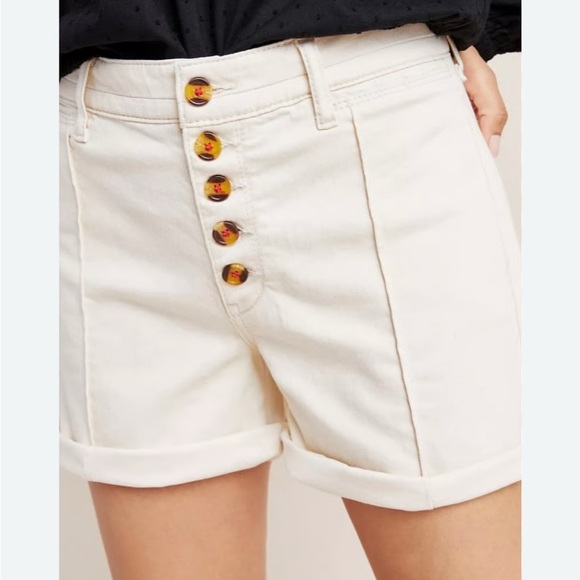 Anthropologie Pants - Anthro Pilcro Ivory/Ecru High-Rise Slim Boyfriend Denim Short - Size 29